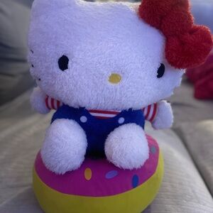 Hello Kitty Plush with Red Bow and Blue Outfit